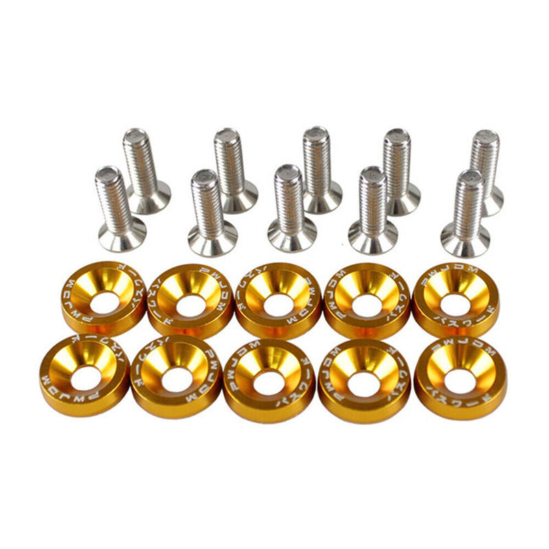 10 PCS M6 JDM Car Modified Hex Plate Bolts Styling Concave Washer Bumper Screws