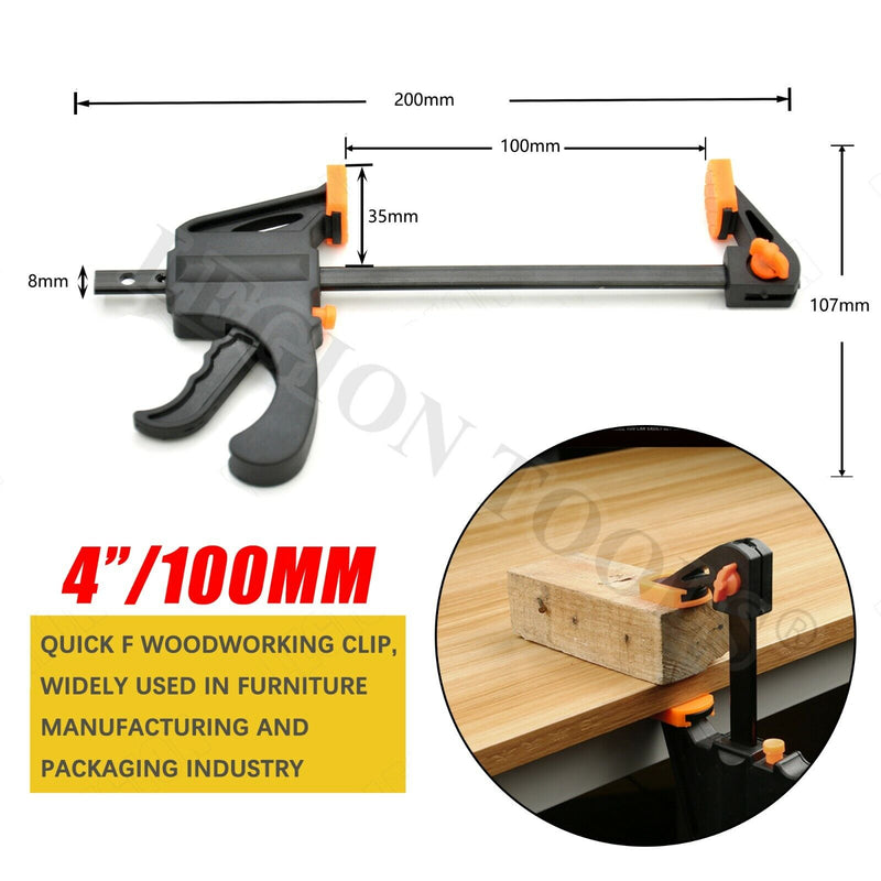 2PC 4" Quick Woodworking Clip Bar Clamp F-tyle Grip Quick Ratchet Release Squeeze Tools