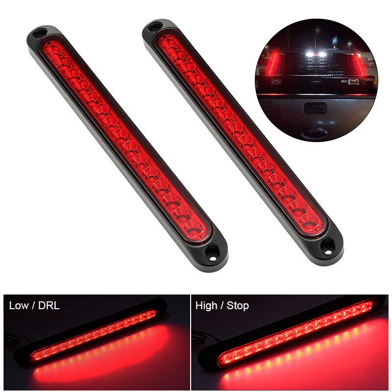 2X 15LED Brake STOP UTE Tail Light Indicator Slim Strip Trailer Truck