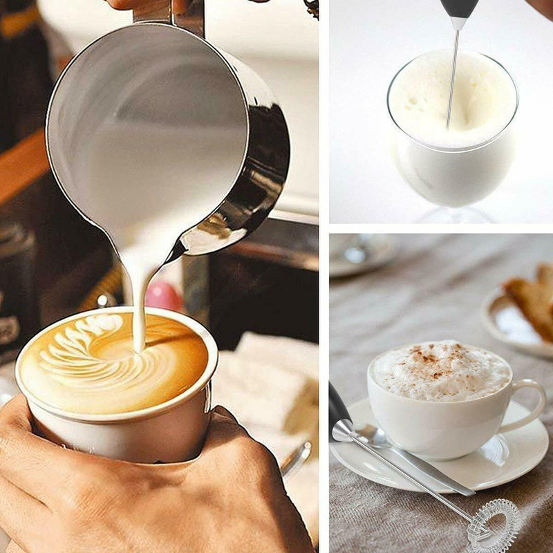 Free shipping- Electric Handheld Milk Frother Coffee Foam Maker Battery Powered Stainless Steel