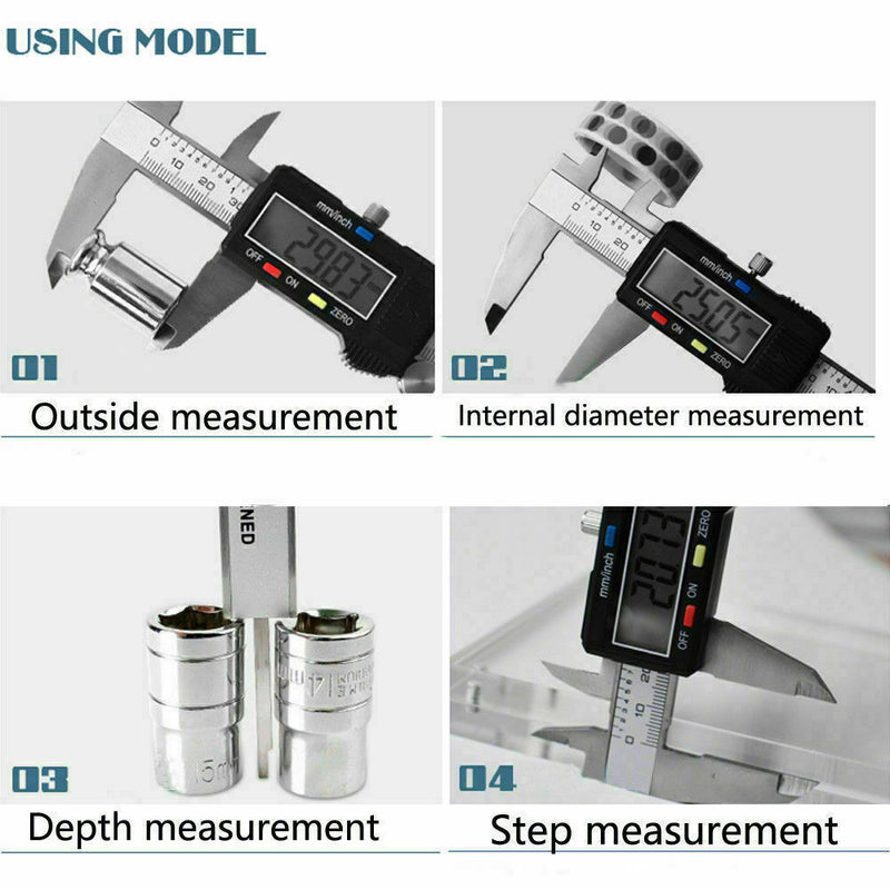 Free shipping- Electronic Digital LCD Vernier Caliper Micrometer New 150mm 6'' Stainless Steel