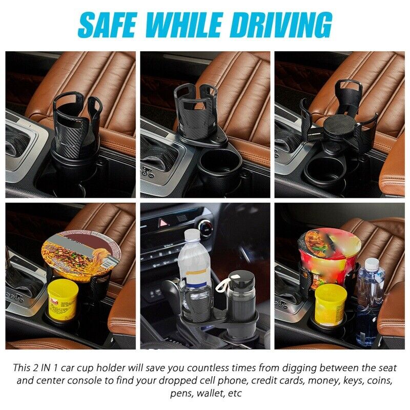 2in1 Multifunction Auto Car Seat Cup Holder Water Bottle Drink Coffee Adjustable