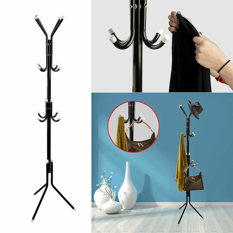 Metal Tree Style 12 Hooks 3-Tier Hat Clothes Rack