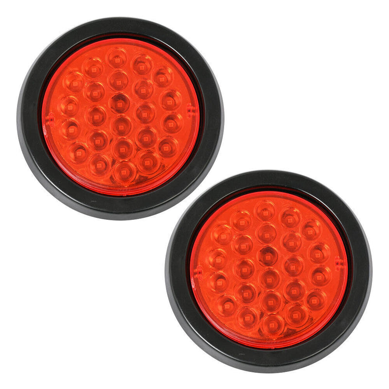 2x 24V Round LED Tail Lights Stop Indicator Reverse Lamps Trailer Car Truck Light