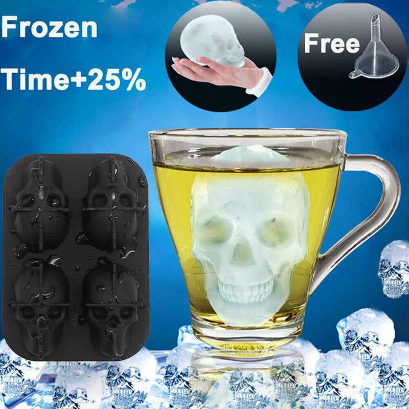 3D Skull Silicone Mold Ice Cube Maker Jelly Chocolate Mould Tray Skull Ice Cubes