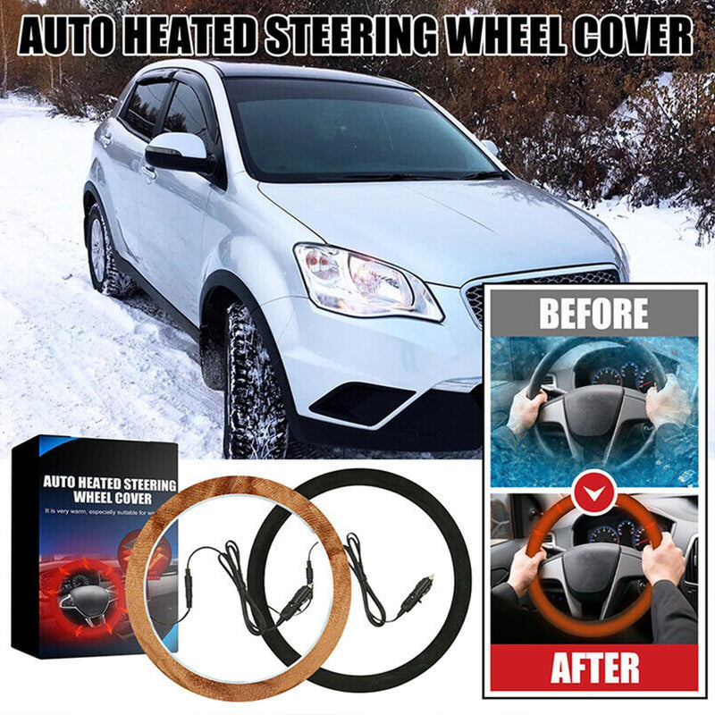 12V Car Auto Heated Steering Wheel Cover Non-slipHeating Universal