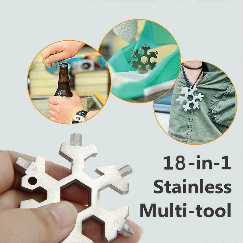 Free shipping- 18 in 1 Stainless Multi-tool Snowflake Keychain Screwdrive