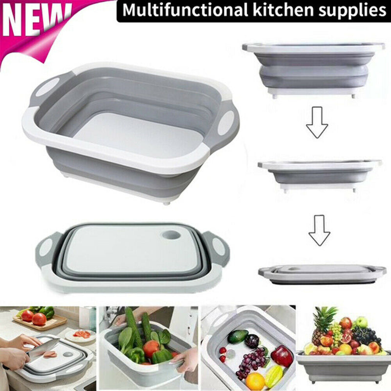 Free shipping- 4 in 1 Folding Chopping Cutting Board Multifunctional Tool Sink Drain Basket NEW