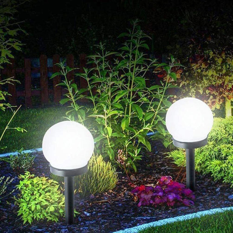 2Pcs LED Solar Round Ball Lamp Garden Light Waterproof Outdoor Path Lawn Lamp