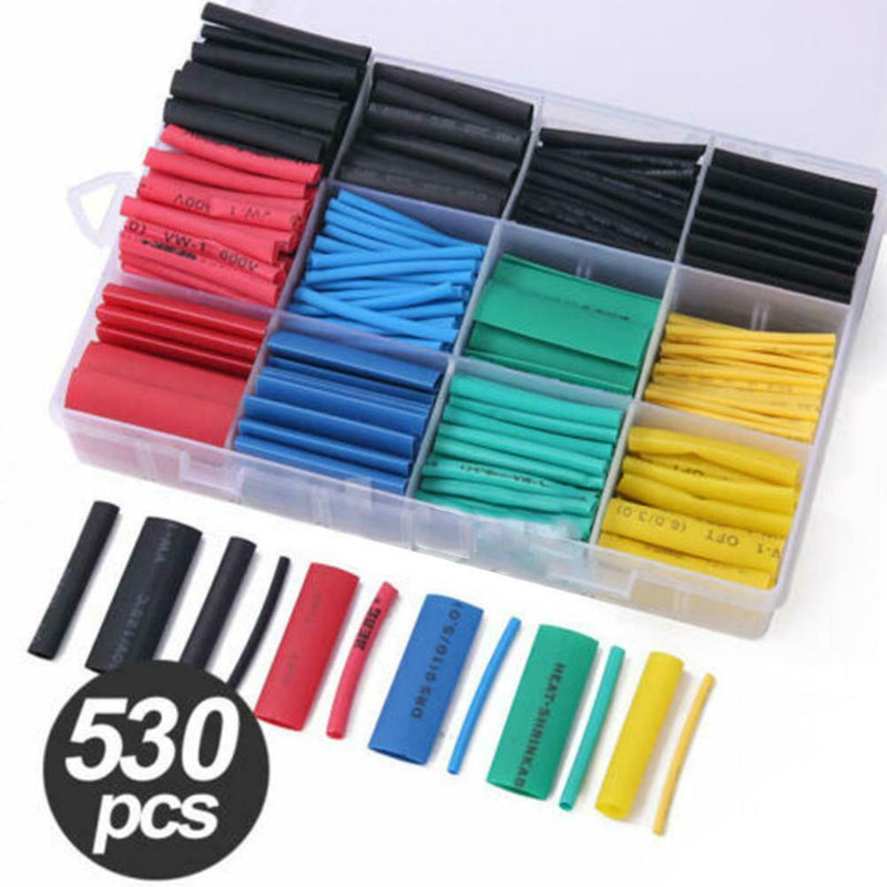 Free shipping- 530Pc Car Electrical Assorted Heat Shrink Kit Cable Wire Wrap Tubing Tube Sleeve