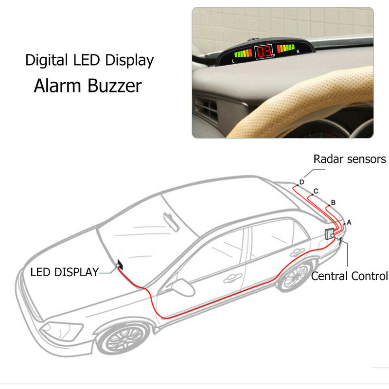 Free shipping- Car Parking Sensor System Kit 4 Parking 12V LED Display Reverse Backup Radar
