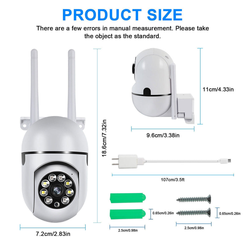 1080P WIFI IP Camera Wireless Outdoor CCTV HD PTZ Smart Home Security IR Camera