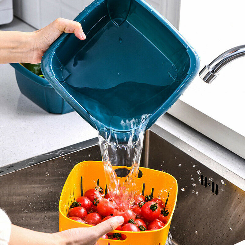 Multifunction Double-layer Drain Basket With Lid Container