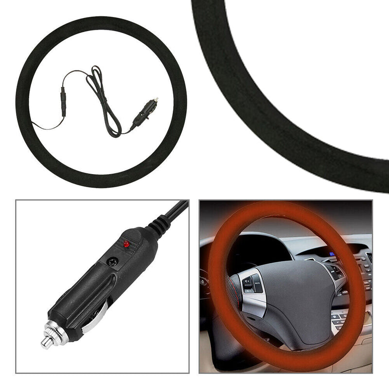 12V Car Auto Heated Steering Wheel Cover Non-slipHeating Universal