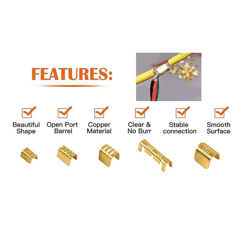 380pcs U-Shaped Copper Wire Crimps Terminal Cold Pressing Connectors