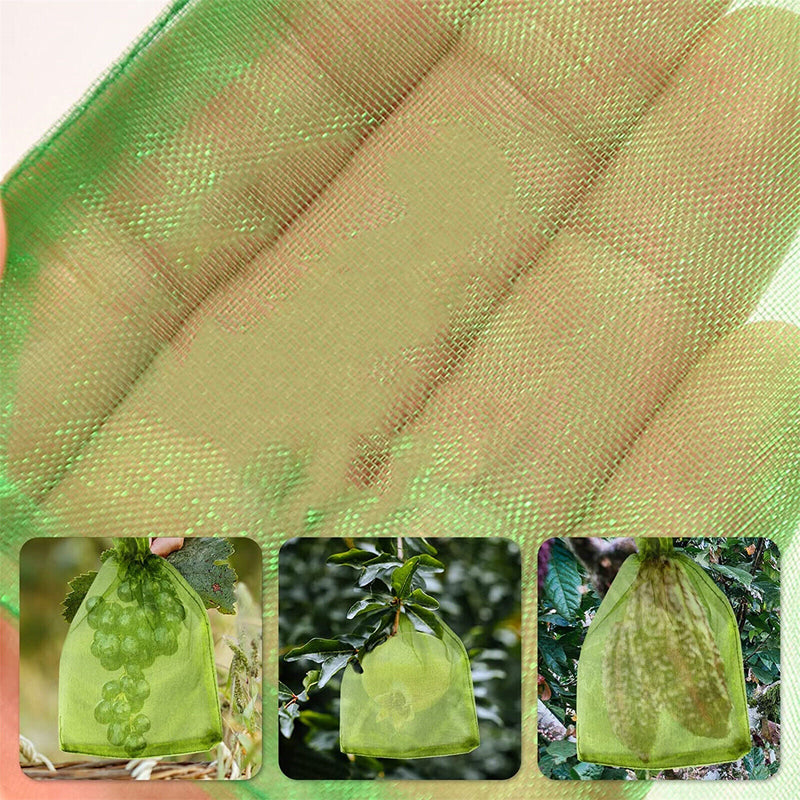 100x Fruit Net Bags Agriculture Garden Vegetable Protection Mesh Insect Proof