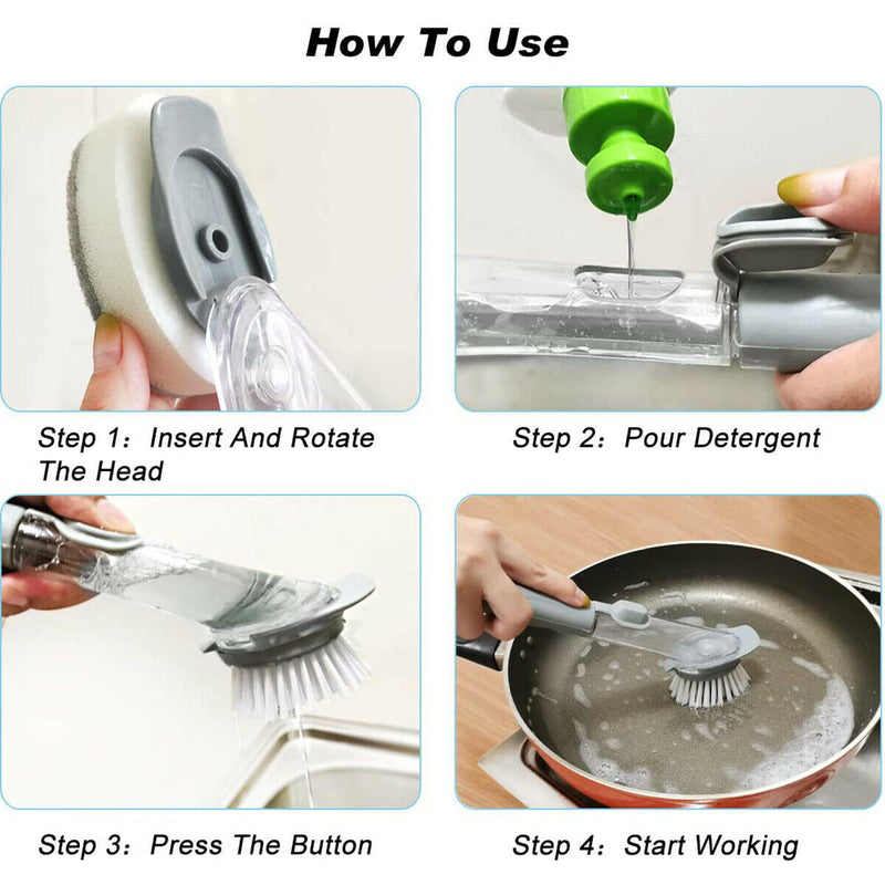 Long Handle Kitchen Automatic Soap Cleaning Brush