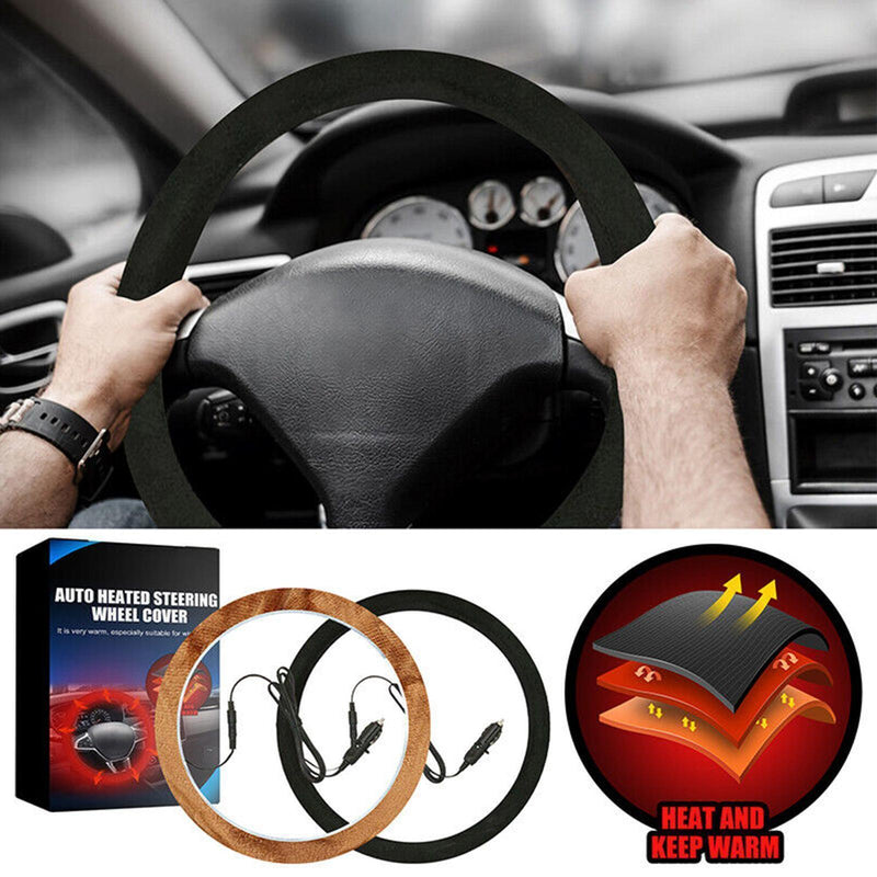 12V Car Auto Heated Steering Wheel Cover Non-slipHeating Universal