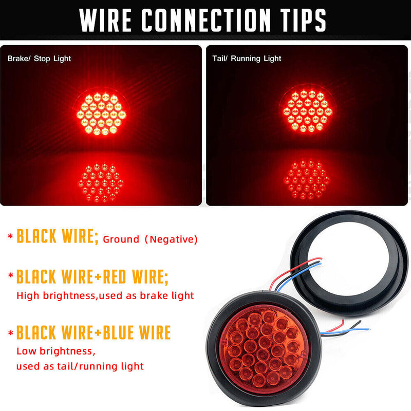 2x 24V Round LED Tail Lights Stop Indicator Reverse Lamps Trailer Car Truck Light