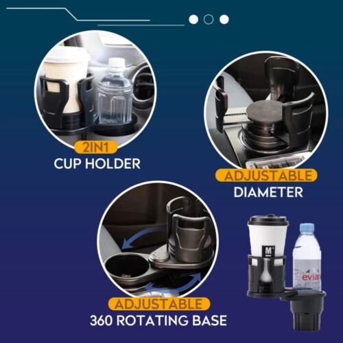 2in1 Multifunction Auto Car Seat Cup Holder Water Bottle Drink Coffee Adjustable