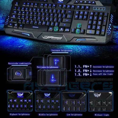 Free shipping-- 3 Color LED Backlight Gaming Keyboard