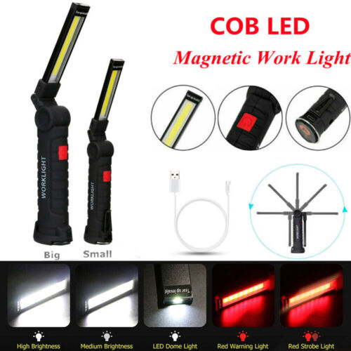 Portable Work Light Rechargable COB LED Hand Torch Flashlight Magnetic Foldable