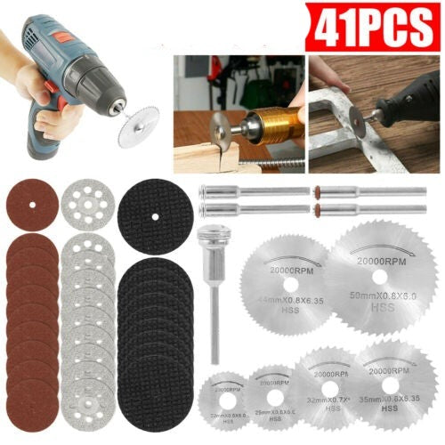 Free shipping- 41Pcs Mini Diamond Cutting Discs Wheel Saw Blades Grind For Dremel Rotary Tool